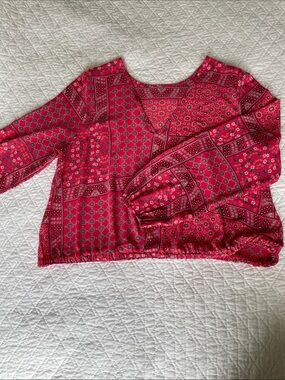 Women's Bright Pink Patchwork Print Blouse